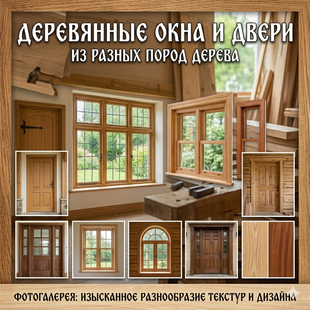 Деревянные окна и двери из разных пород дерева