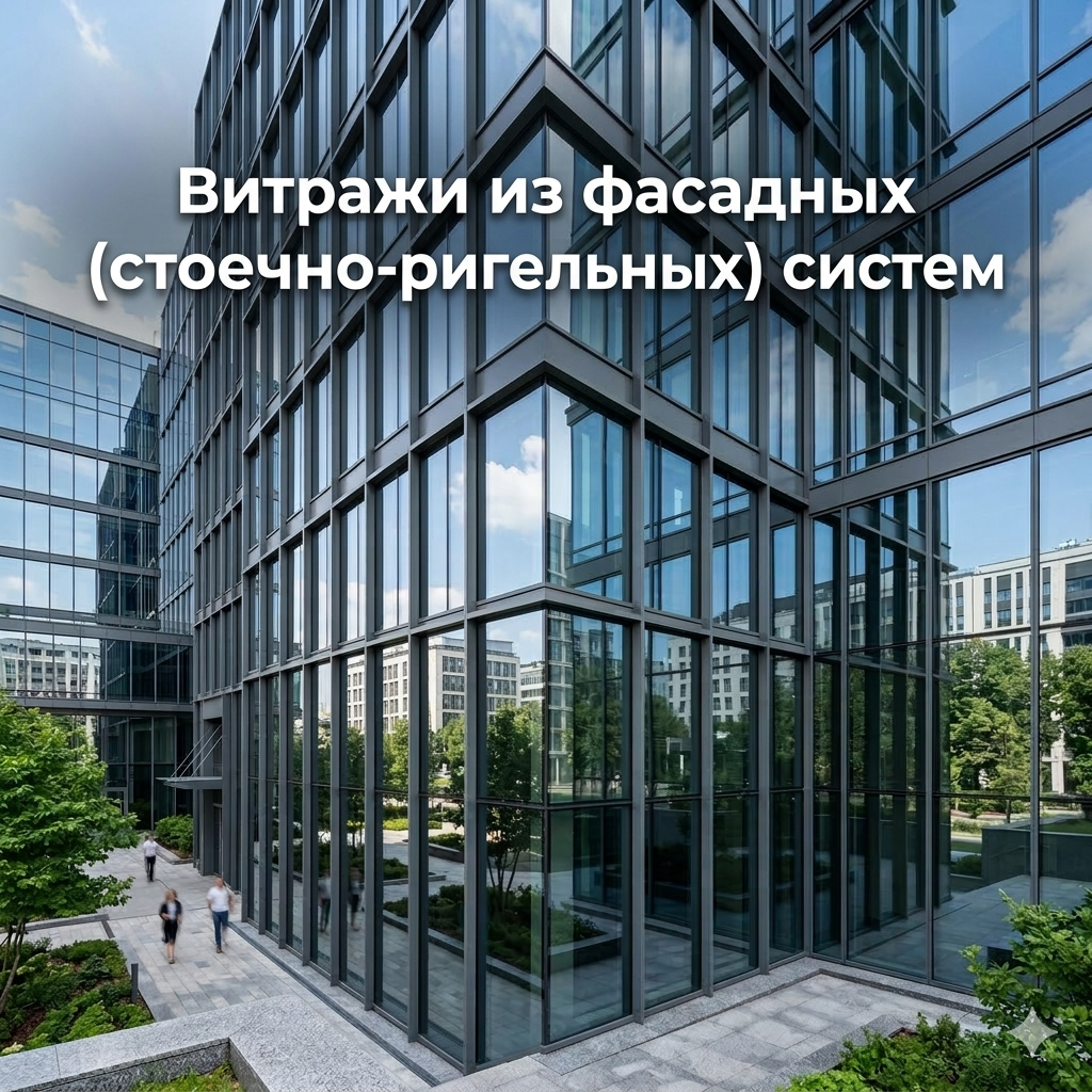 Витражи из фасадных (стоечно-ригельных) систем